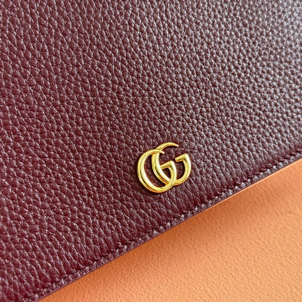 GUCCI MARMONT 20 MINI CHAIN BAG IN DARK RED CALFSKIN