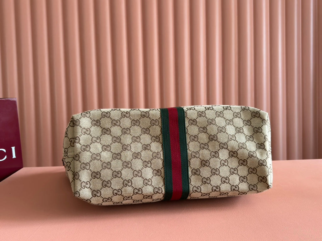 GUCCI GIGLIO LARGE TOTE BAG 60 IN BEIGE AND DARK BROWN  CANVAS