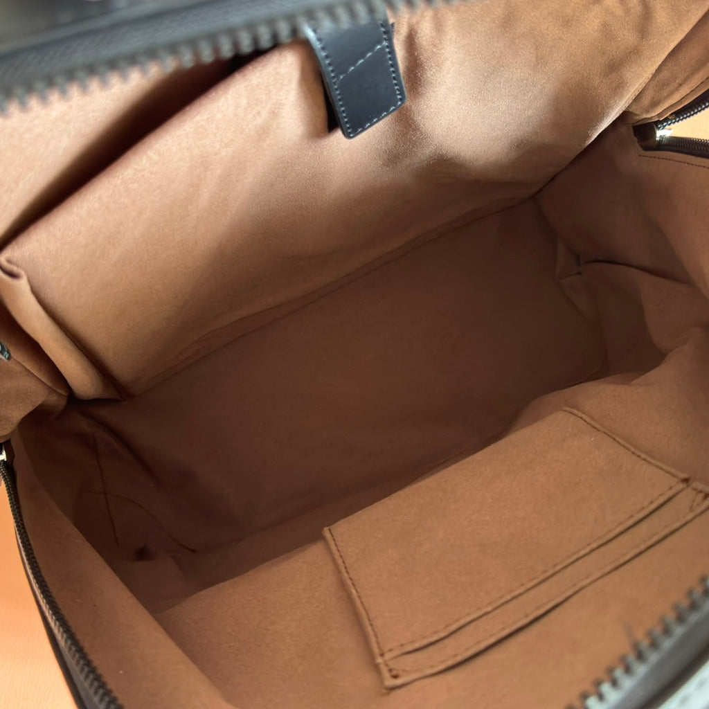 GUCCI EMBOSSED BACKPACK 40 IN BEIGE AND DARK BROWN CALFSKIN