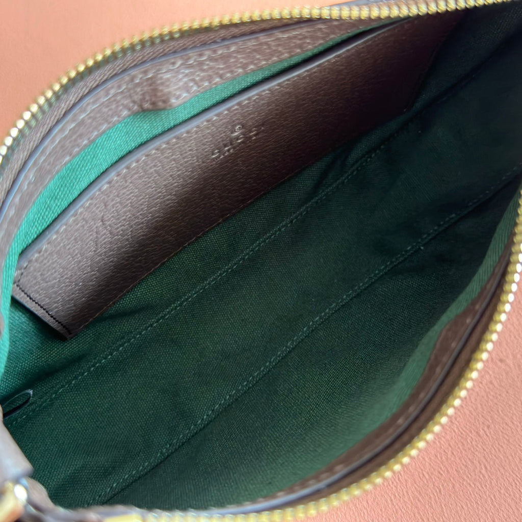 GUCCI OPHIDIA SMALL SHOULDER BAG 26 IN BEIGE AND DARK BROWN CANVAS
