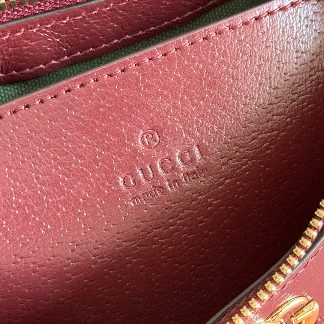 GUCCI OPHIDIA SMALL SHOULDER BAG 26 IN BROWN CANVAS REDDISH BROWN LEATHER TRIM