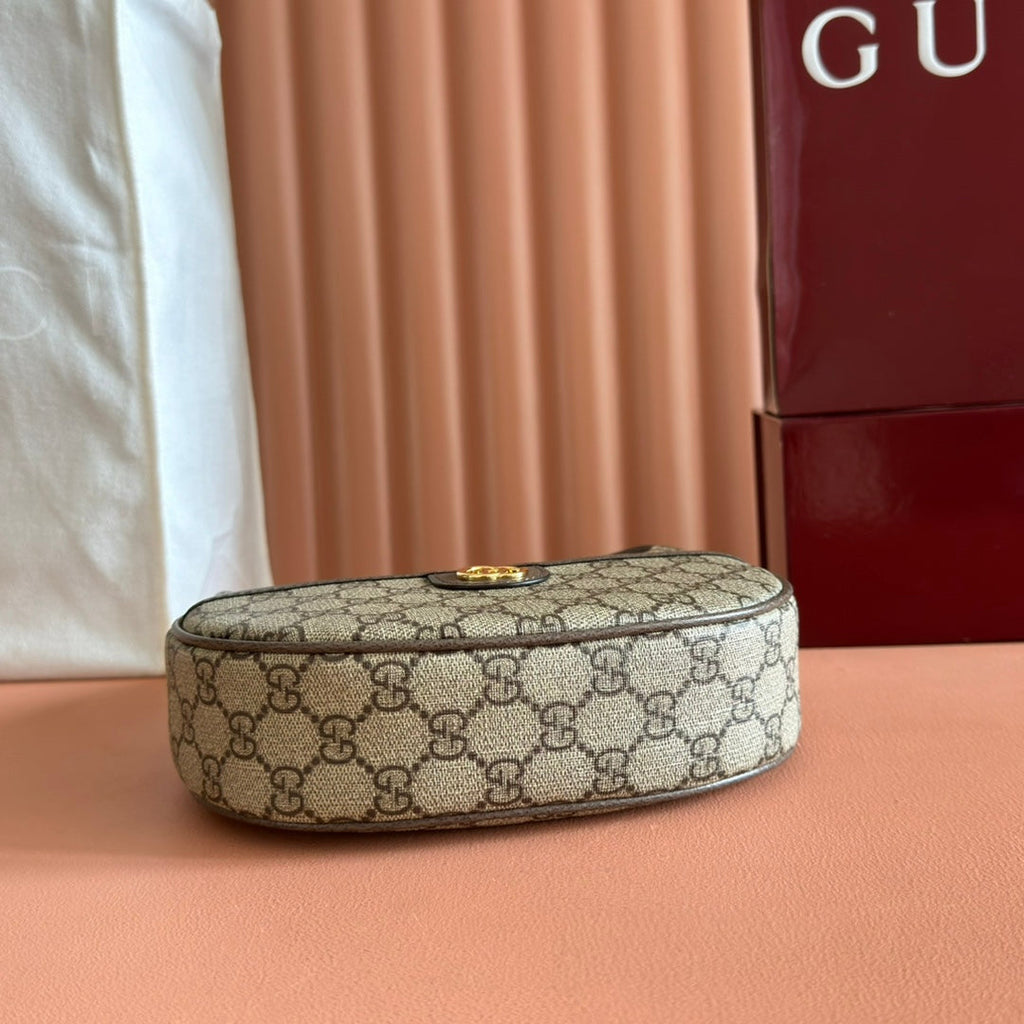GUCCI SUPREME SHOULDER BAG 20 BROWN IN CANVAS LOGO GOLD HARDWARE