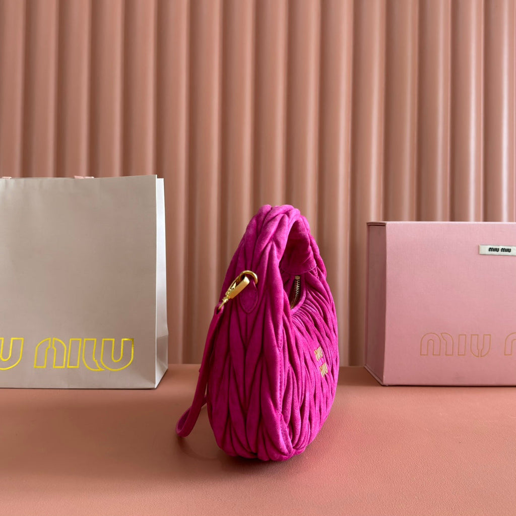 MIU MIU SUEDE HANDBAG 23 DEEP FUCHSIA