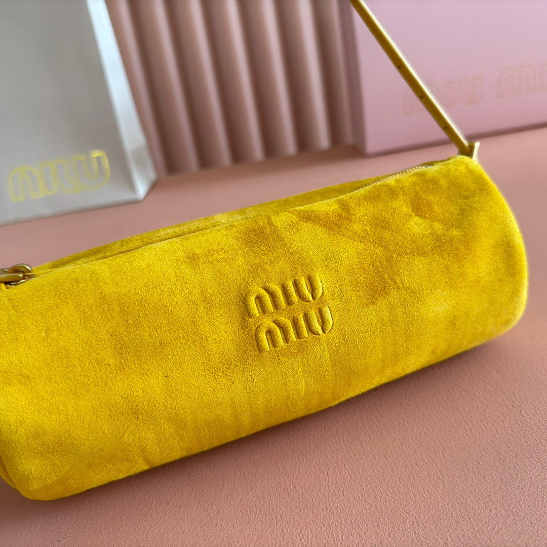 SUEDE BAG 22 MUSTARD YELLOW GOLD HARDWARE