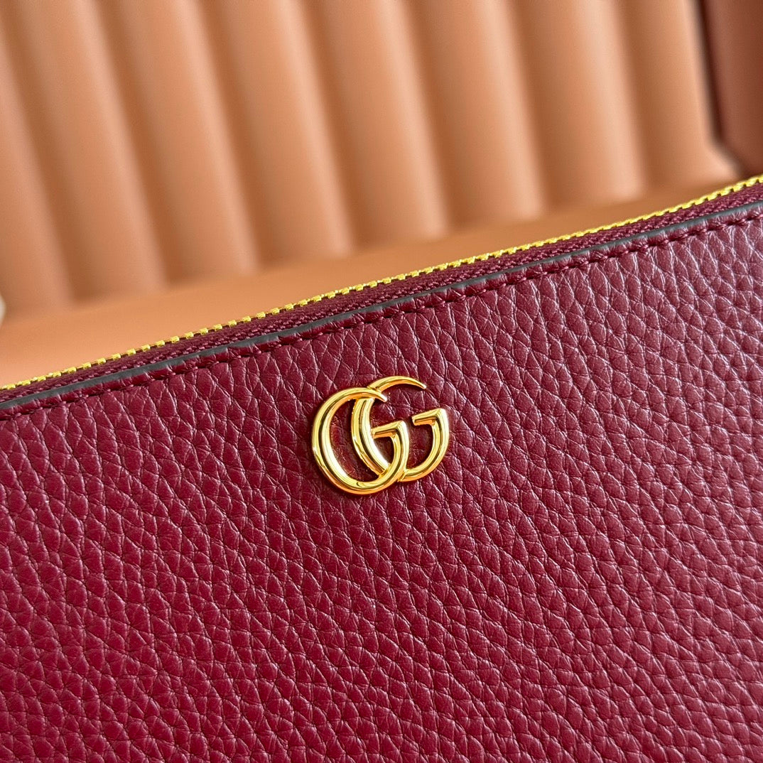 GUCCI 25S MARMONT WALLET 19 IN RED CALFSKIN GOLD HARDWARE