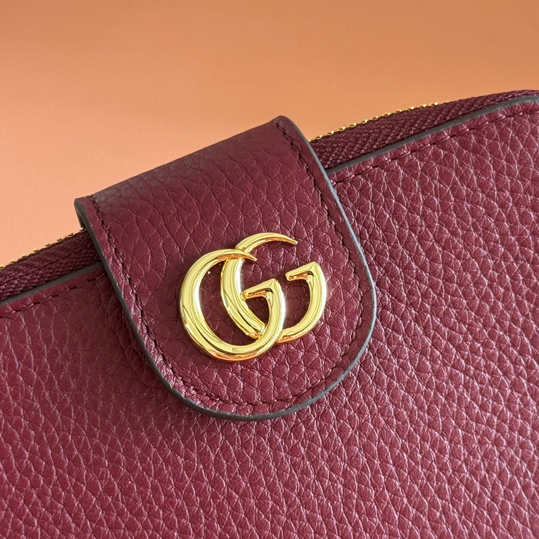 GUCCI 25S MARMONT WALLET 13 IN RED CALFSKIN GOLD HARDWARE