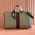 GUCCI 26S DUFFLE BAG 52 IN BEIGE AND DARK BROWN CANVAS