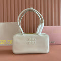 MIUMIU 26S BEAU TOP HANDLE BAG 29 IN WHITE CALFSKIN GOLD HARDWARE