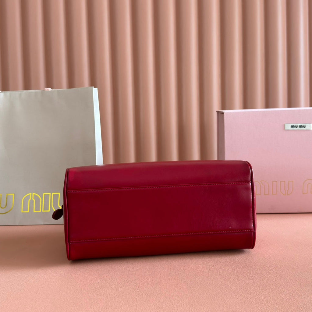 MIUMIU 26S TOP-HANDLE BAG 28 IN DARK RED CALFSKIN GOLD HARDWARE