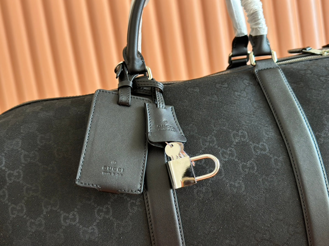 GUCCI 26S DUFFEL BAG 52 IN BLACK CANVAS