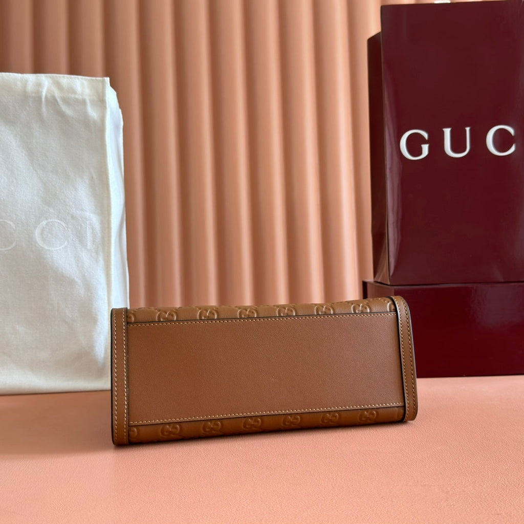 GUCCI 26S PADLOCK BAG 26 IN BROWN EMBOSSED CALFSKIN