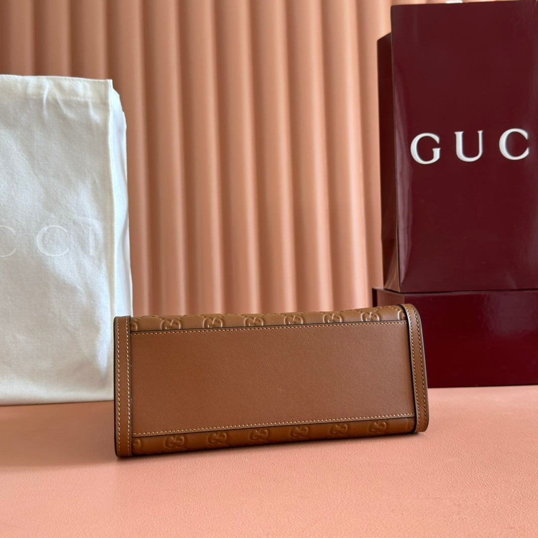 GUCCI 26S PADLOCK BAG 26 IN BROWN EMBOSSED CALFSKIN
