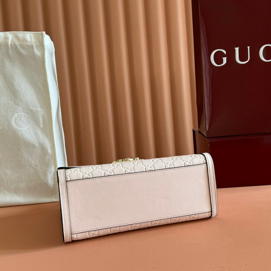 GUCCI 26S PADLOCK BAG 26 IN LIGHT PINK EMBOSSED CALFSKIN