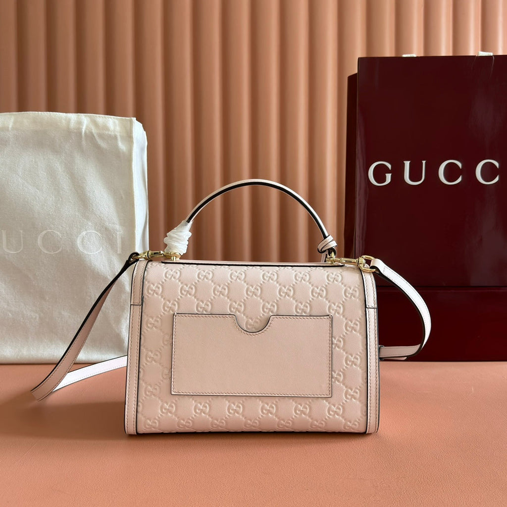 GUCCI 26S PADLOCK BAG 26 IN LIGHT PINK EMBOSSED CALFSKIN