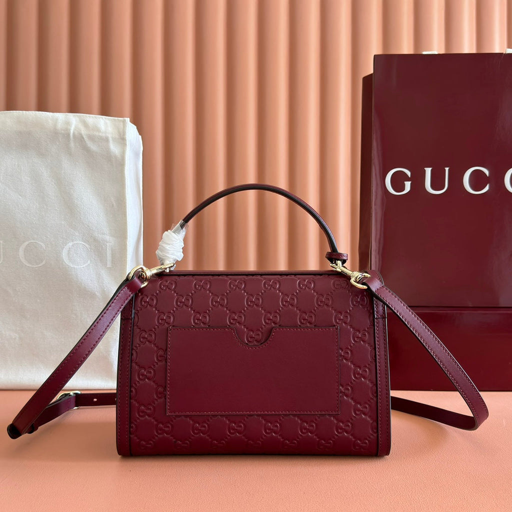 GUCCI 26S PADLOCK BAG 26 IN DARK RED EMBOSSED CALFSKIN