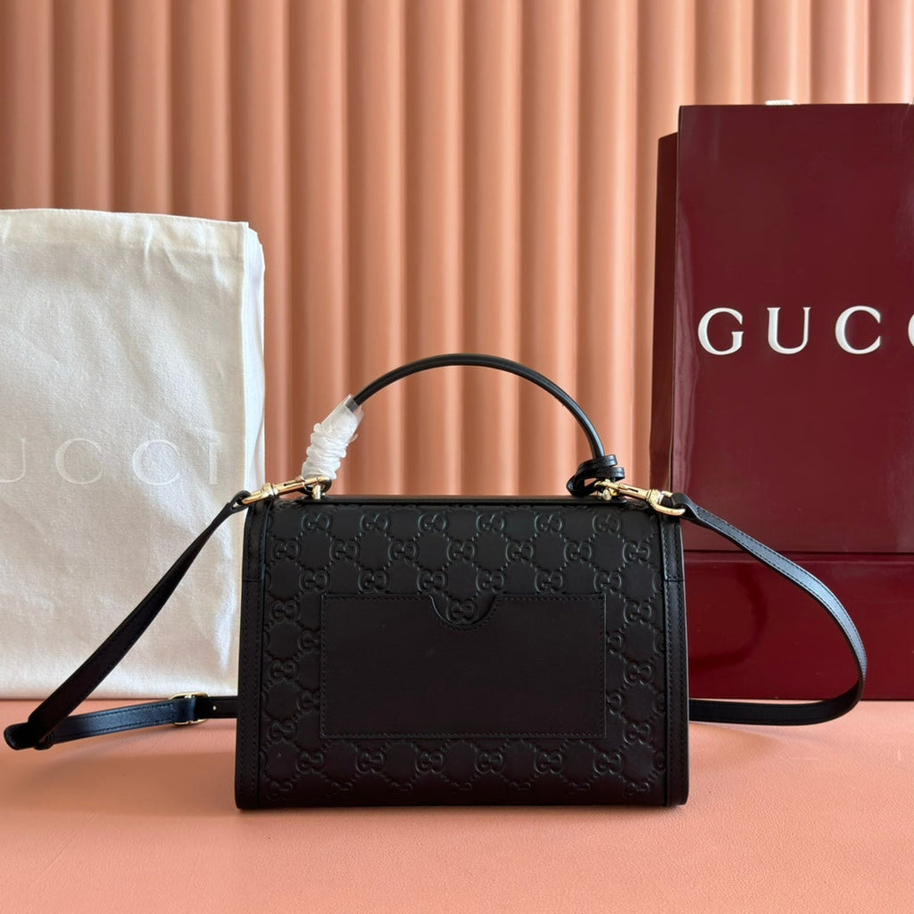 GUCCI 26S PADLOCK BAG 26 IN BLACK EMBOSSED CALFSKIN