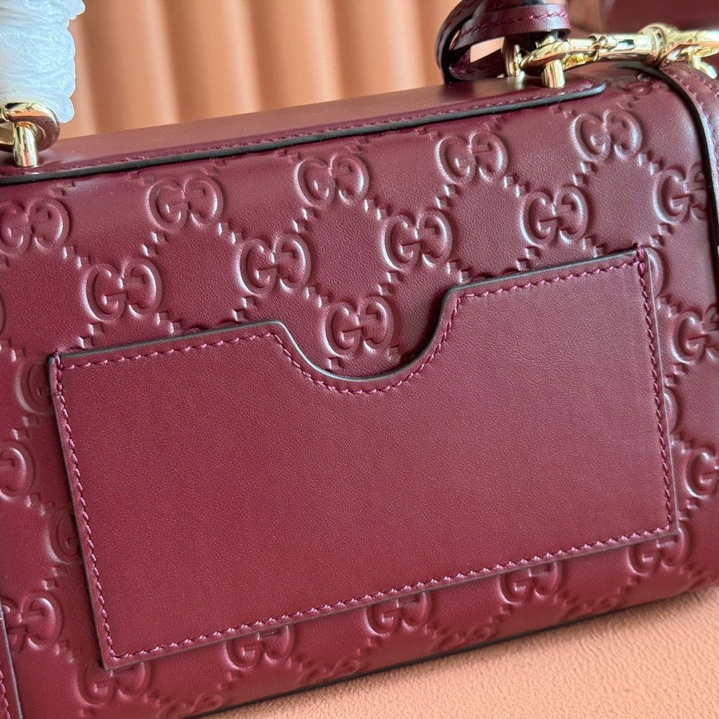 GUCCI 26S PADLOCK BAG 20 IN DARK RED EMBOSSED CALFSKIN