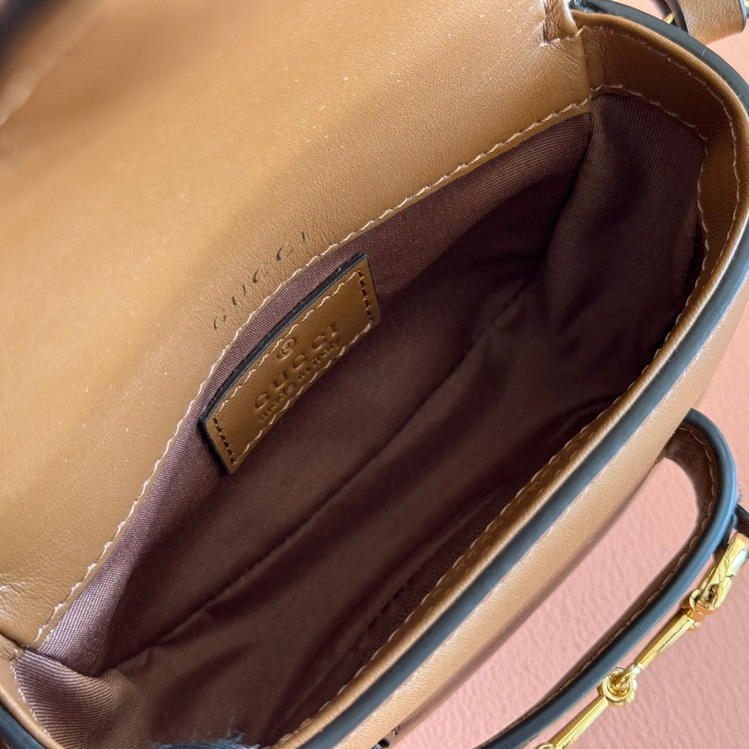 GUCCI 26S HORSEBIT 1955 BAG 13 IN BROWN CALFSKIN