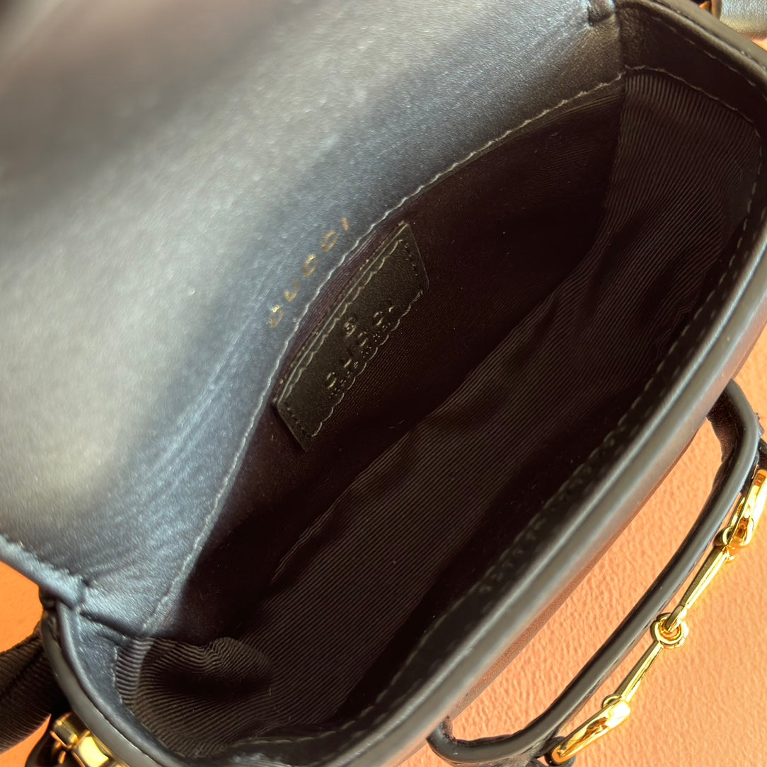 GUCCI 26S HORSEBIT 1955 BAG 13 IN BLACK CALFSKIN