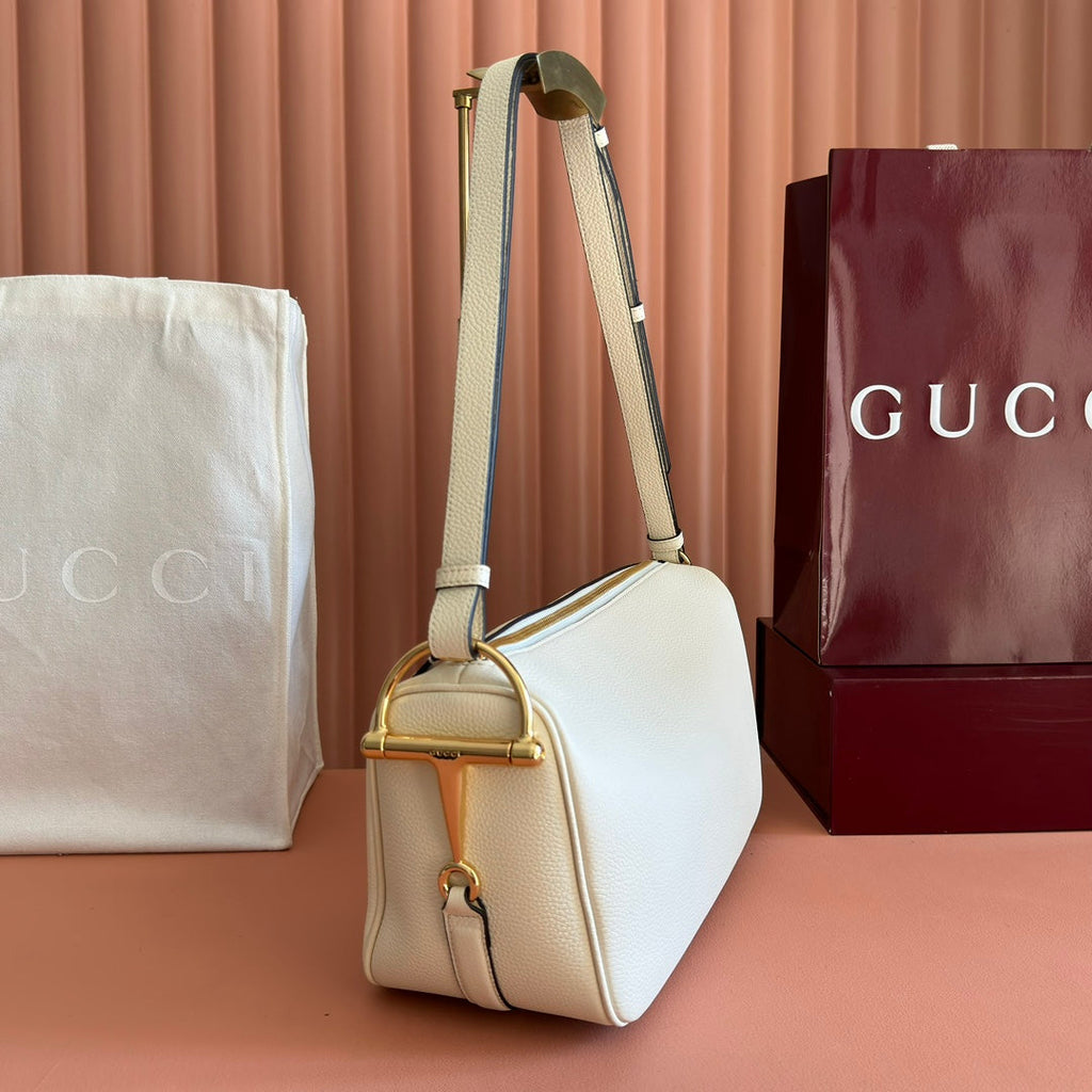 GUCCI 26S SHOULDER BAG 31 IN CREAM WHITE CALFSKIN