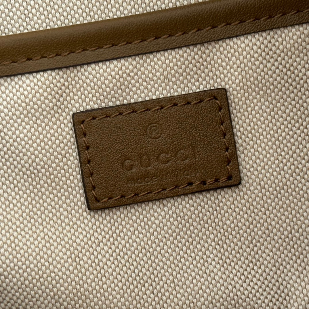 GUCCI 26S SHOULDER BAG 31 IN BROWN EMBOSSED SUEDE