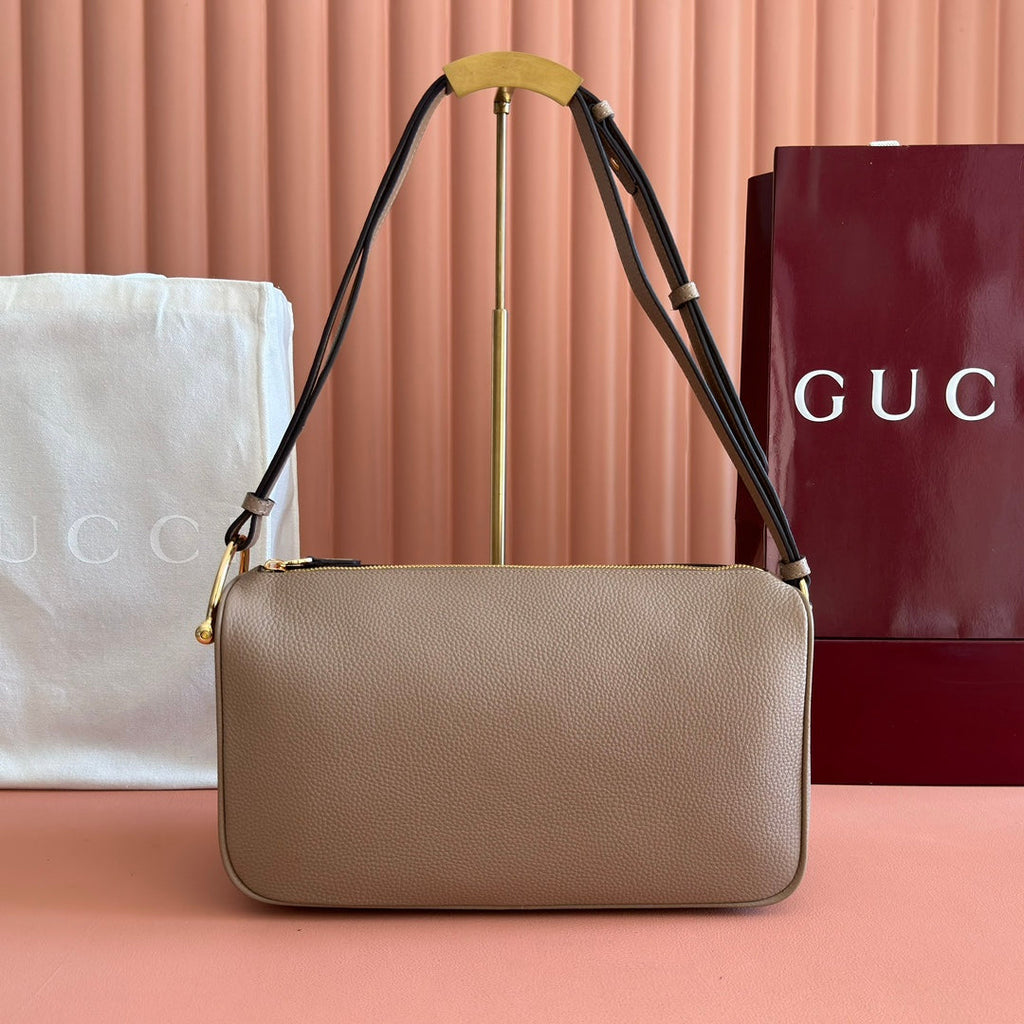 GUCCI 26S SHOULDER BAG 31 IN LIGHT EARTH BROWN CALFSKIN