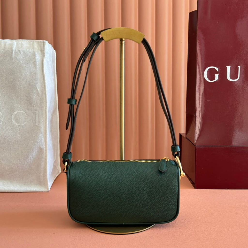 GUCCI 26S SHOULDER BAG 19 IN DARK GREEN CALFSKIN