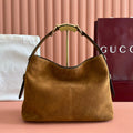 GUCCI 26S TOP HANDLE BAG 35 IN BROWN SUEDE