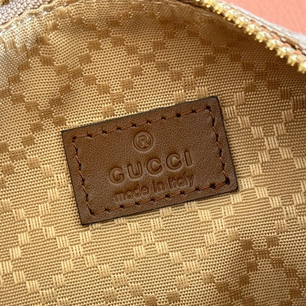 GUCCI 26S SHOULDER BAG 19 IN WARM BEIGE AND BROWN CANVAS