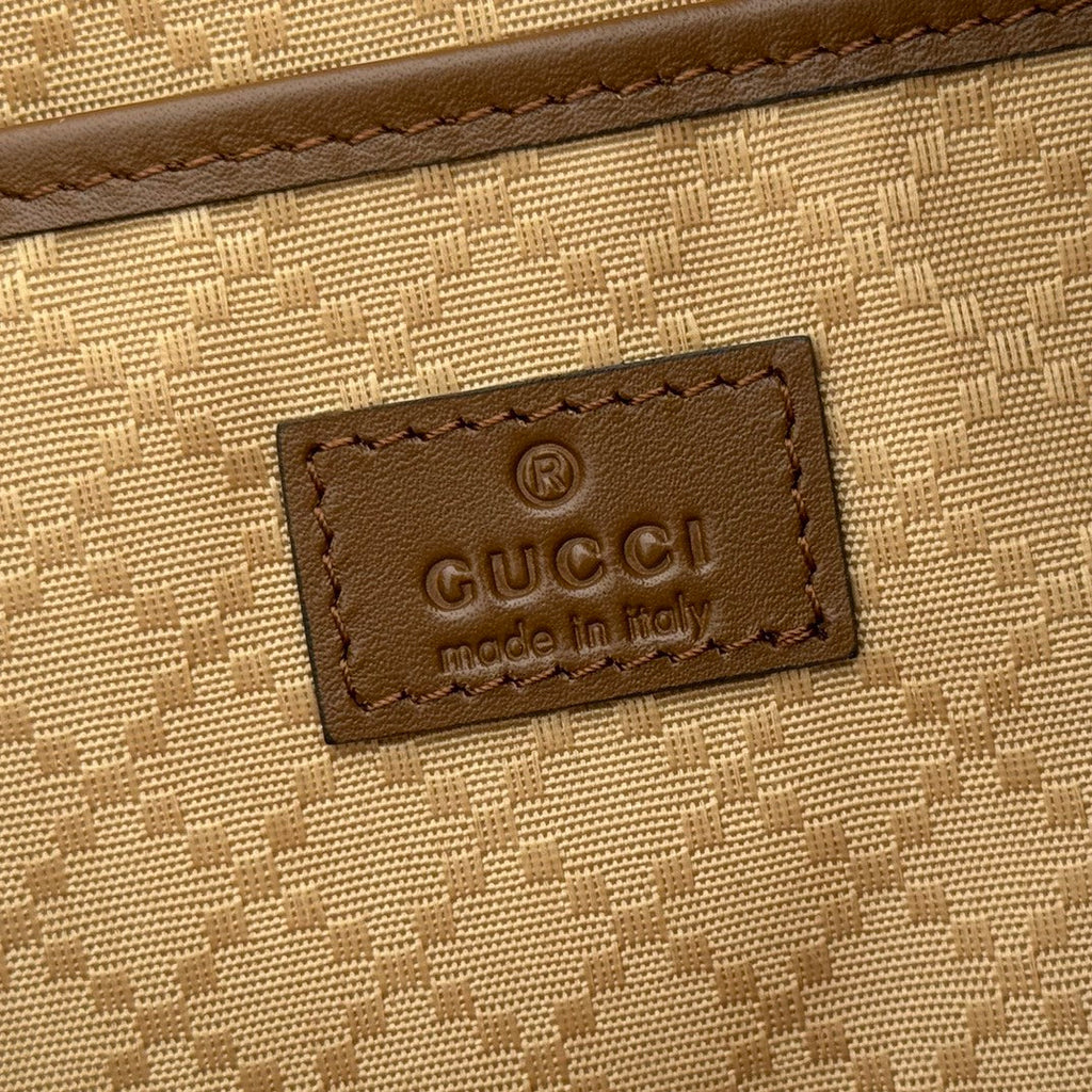 GUCCI 26S SHOULDER BAG 38 IN WARM BEIGE AND BROWN CANVAS
