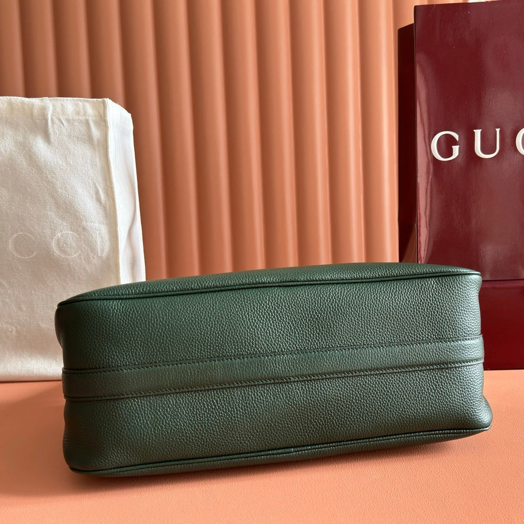 GUCCI 26S SHOULDER BAG 31 IN DARK GREEN CALFSKIN