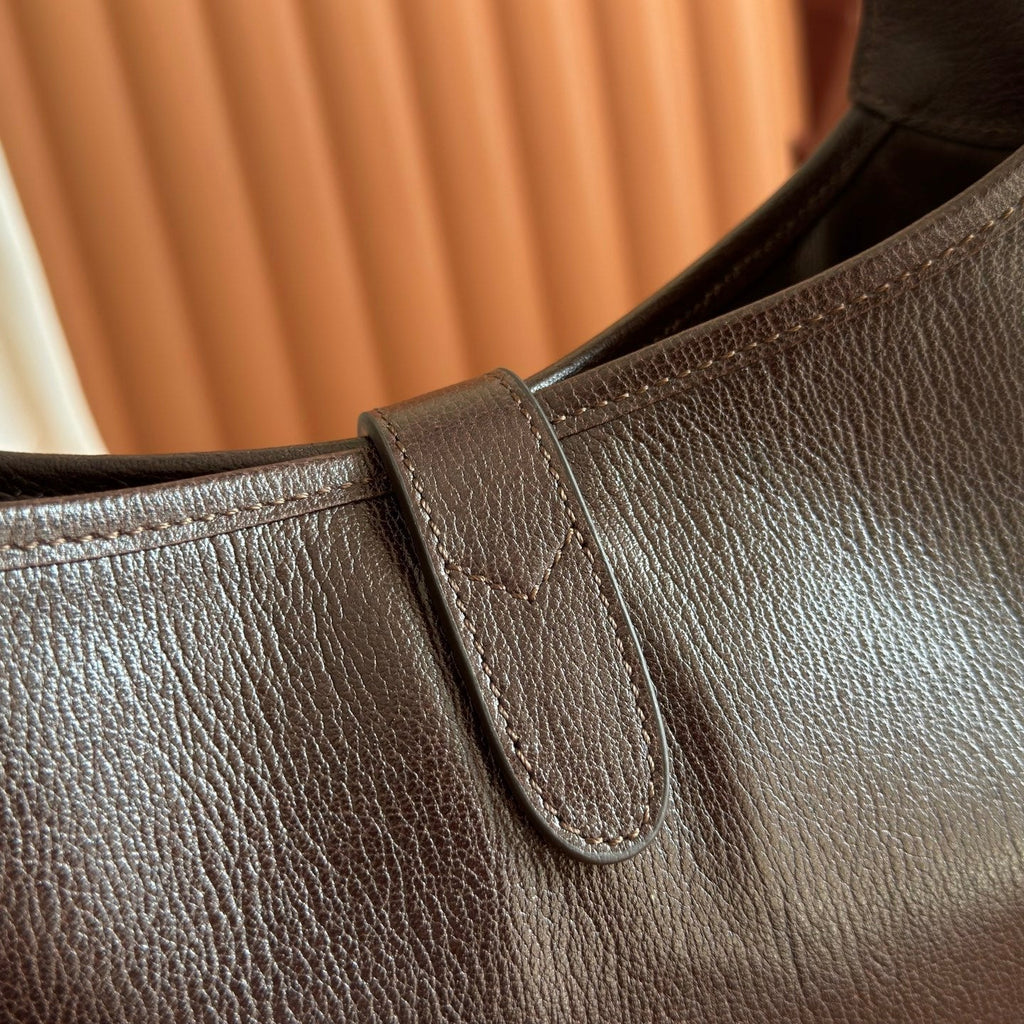 GUCCI 26S JACKIE SLIM SHOULDER BAG 28 IN DARK BROWN CALFSKIN