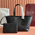 GUCCI 26S  MARMONT TOTE BAG 30 IN BLACK CALFSKIN