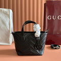 GUCCI 26S  MARMONT TOTE BAG 17 IN BLACK CALFSKIN