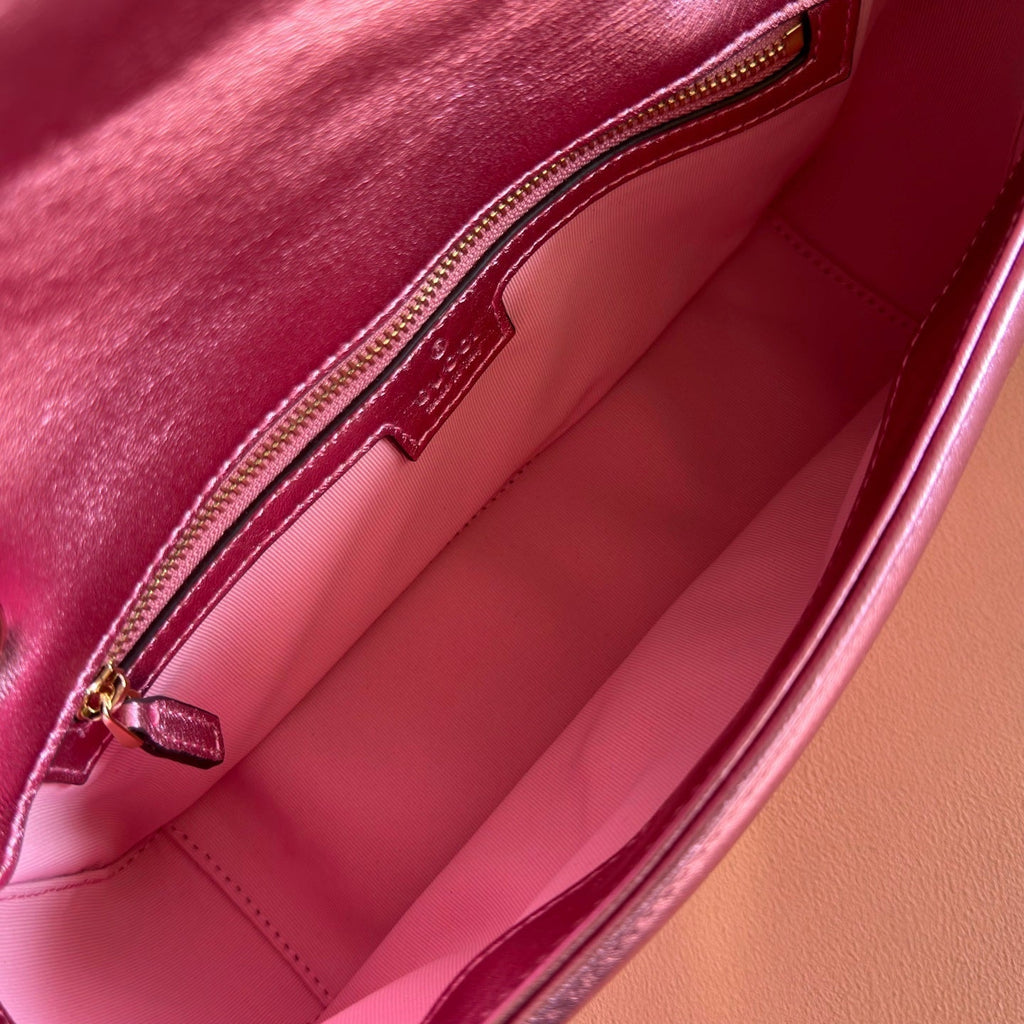 GUCCI 26S  MARMONT BAG 26 IN METALLIC PINK LAMBSKIN
