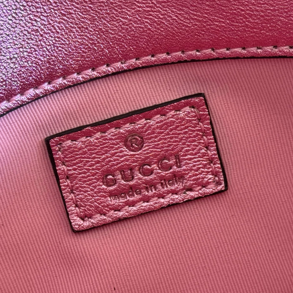 GUCCI 26S  MARMONT BAG 16 IN METALLIC PINK LAMBSKIN