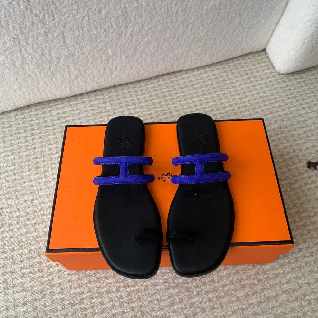 HERMES GEORGIA SANDALS BLACK MIX ADMIRAL CALFSKIN