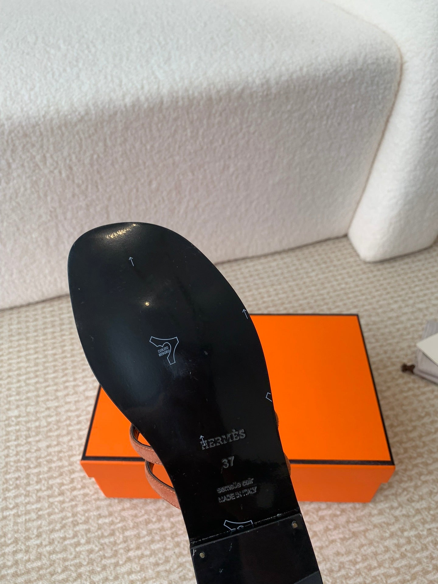 HERMES GEORGIA SANDALS BLACK MIX BROWN CALFSKIN