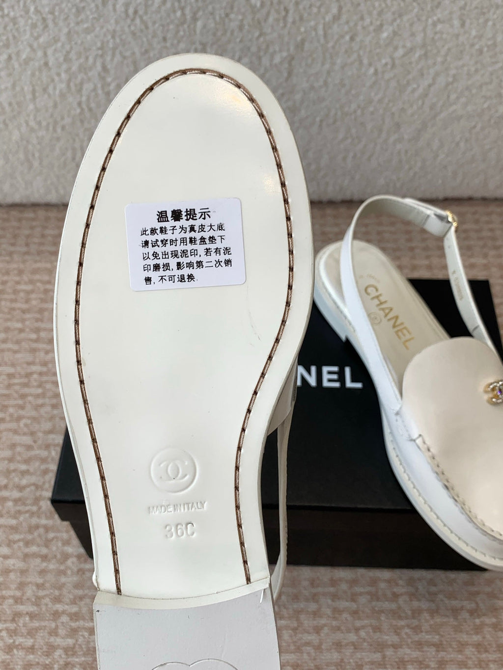 CHANEL MOASIN SLINGBACK IN WHITE PATENT CALFSKIN