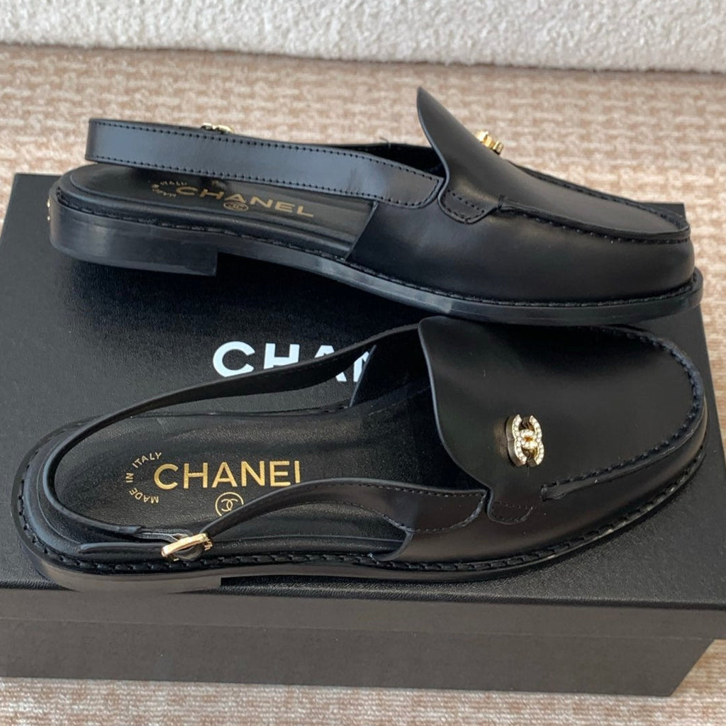 CHANEL MOASIN SLINGBACK IN BLACK CALFSKIN