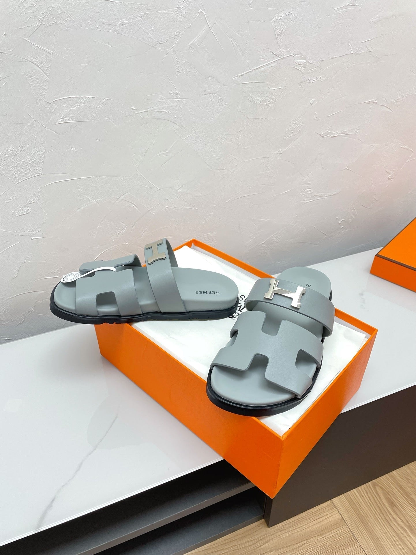 HERMES CHYPRE SANDAL PASTEL BLUE LAMBSKIN WITH H BUCKLE