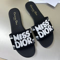DIOR DWAY SLIDE EMBROIDERED COTTON AND BLACK MISS  ALLOVER MOTIF
