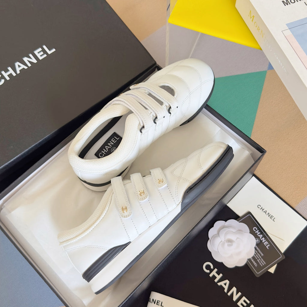 CHANEL MARY JANE SNEAKER IN WHITE LAMBSKIN