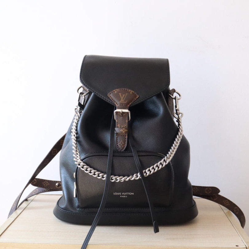 LOUIS VUITTON LV 25S MONTSOURIS VIBE 35 IN BLACK LAMBSKIN SILVER HARDWARE