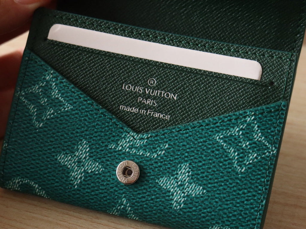 LOUIS VUITTON LV 25S ENVELOPE BUSINESS CARD HOLDER 10 IN DEEP TEAL MONOGRAM HERITAGE COATED CALFSKIN