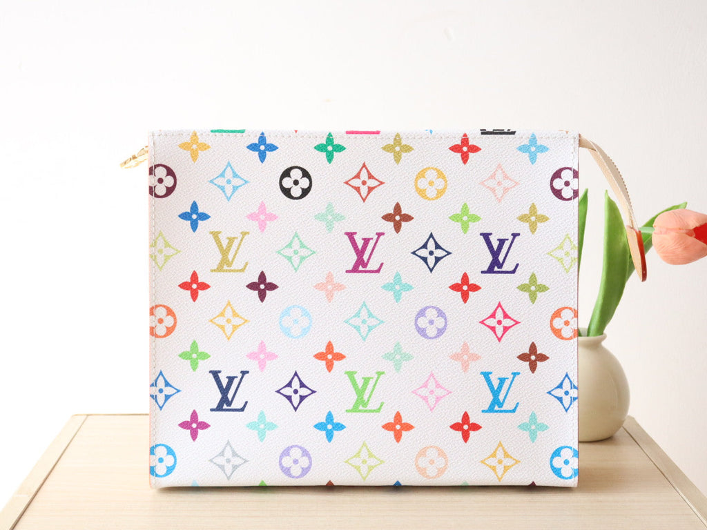 LOUIS VUITTON TOILETRY POUCH 25 IN WHITE MIX COLORFUL CALFSKIN