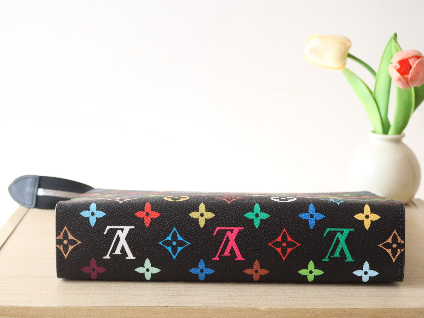 LOUIS VUITTON TOILETRY POUCH 25 IN BLACK MIX COLORFUL CALFSKIN