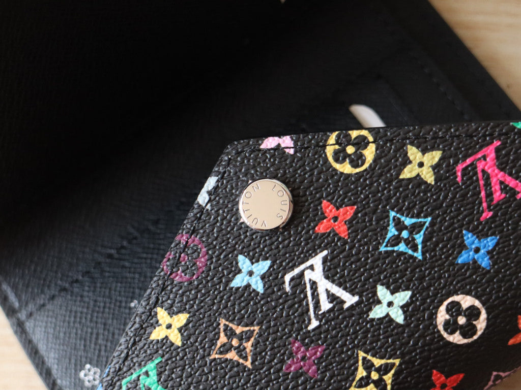 LOUIS VUITTON ROSALIE ZIPPY 12 IN BLACK MIX COLORFUL CALFSKIN