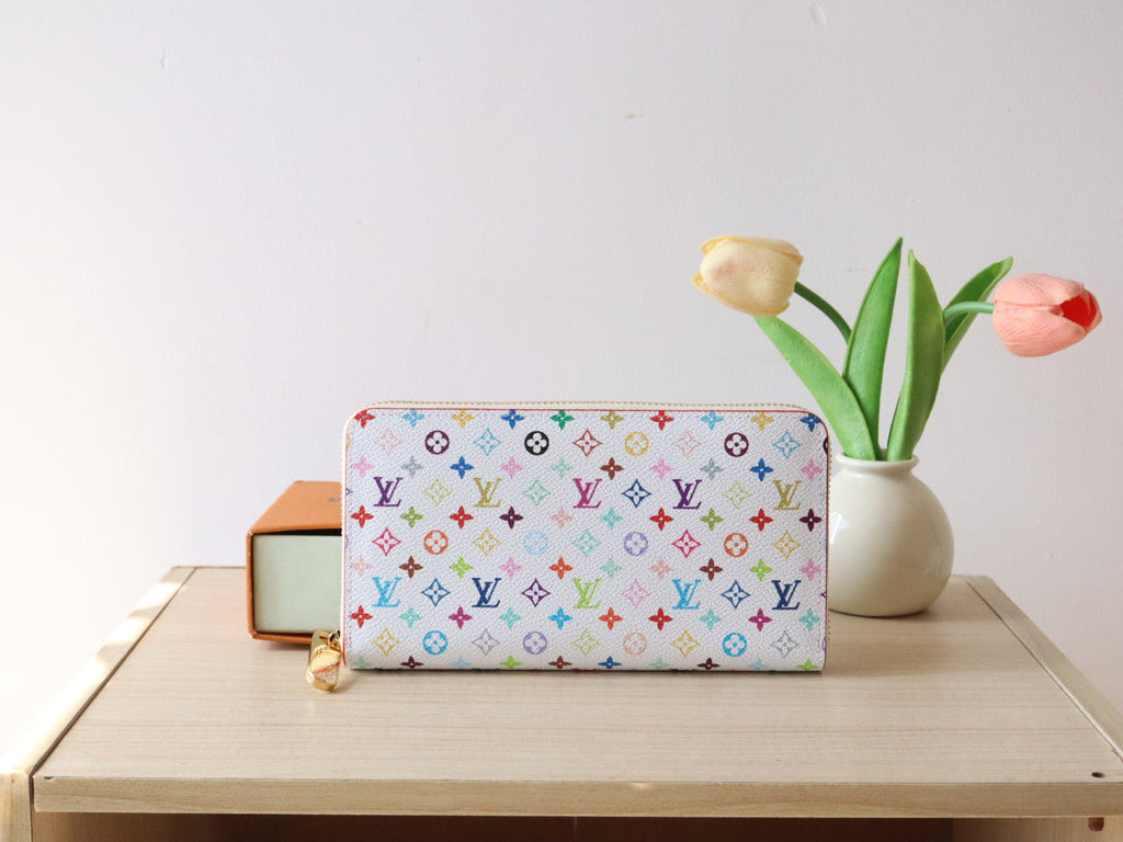 LOUIS VUITTON ZIPPY WALLET 19 IN WHITE MIX COLORFUL CALFSKIN