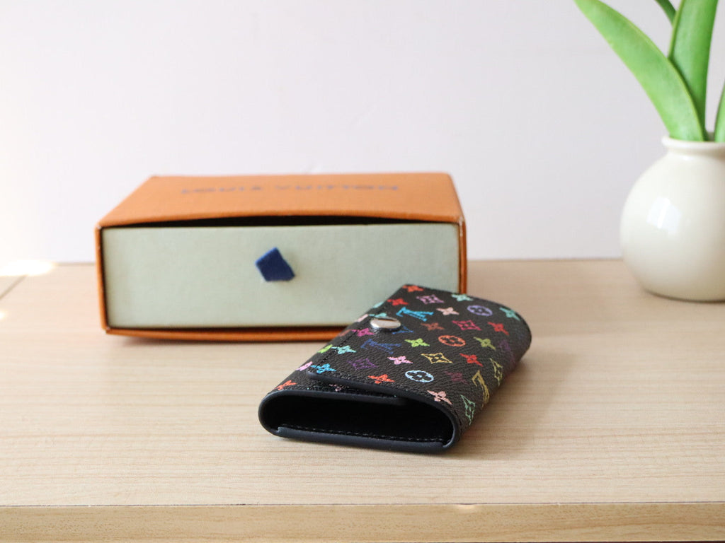 LOUIS VUITTON ROSALIE WALLET 12 IN BLACK MIX COLORFUL CALFSKIN